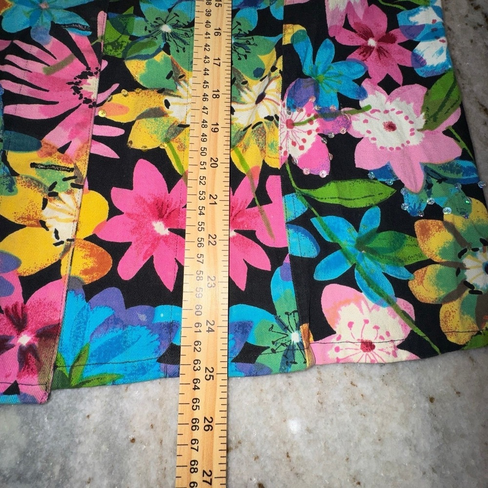 Vintage Carolina Colours 18/20 XL Colorful Floral Blazer Top Sequins Vacation - Picture 6 of 7
